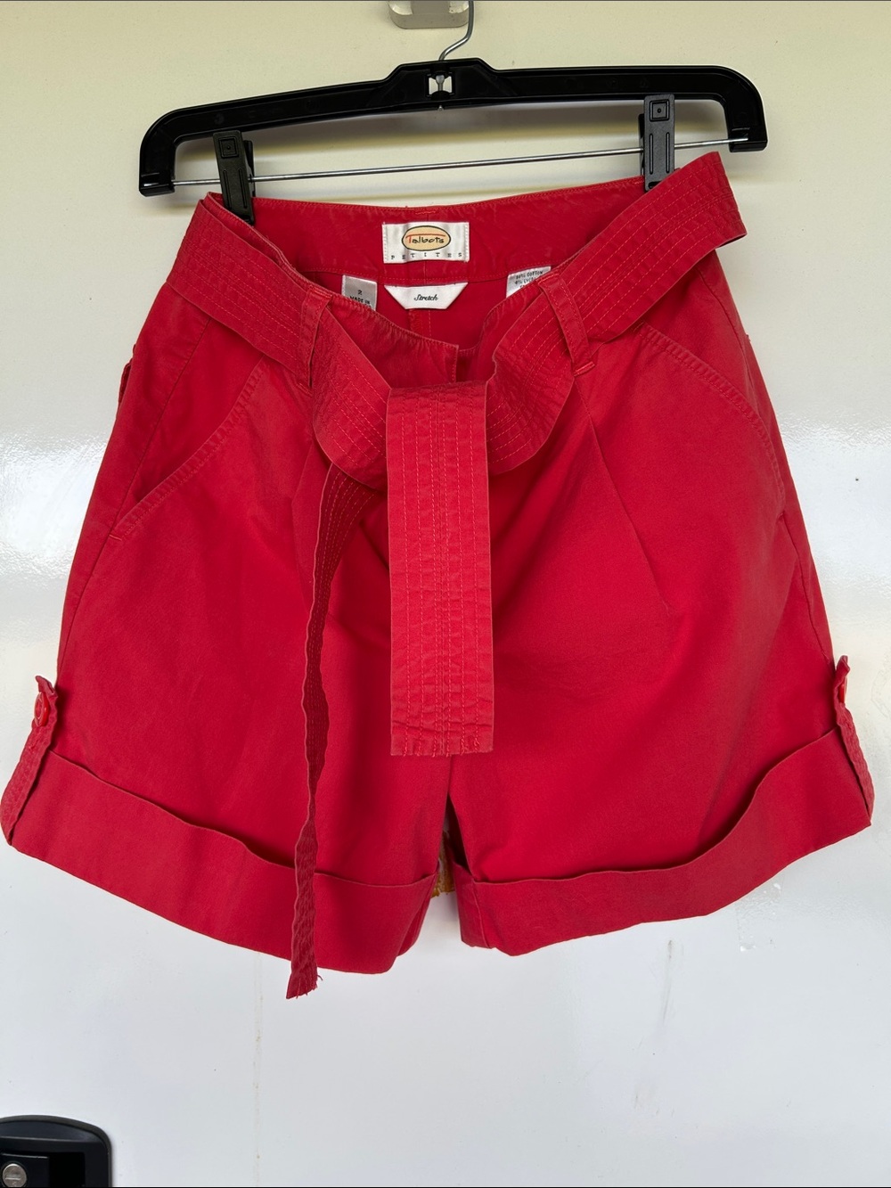 Talbot’s cuffed, belted  coral shorts